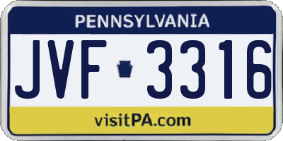 PA license plate JVF3316