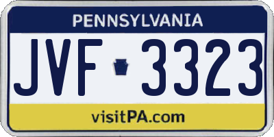 PA license plate JVF3323