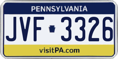 PA license plate JVF3326