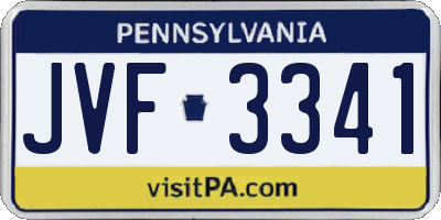 PA license plate JVF3341