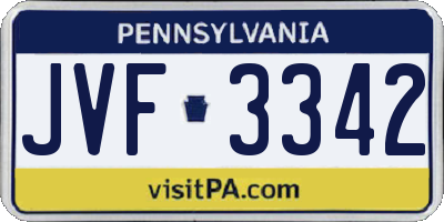 PA license plate JVF3342