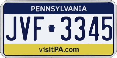 PA license plate JVF3345