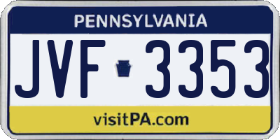 PA license plate JVF3353