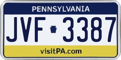 PA license plate JVF3387