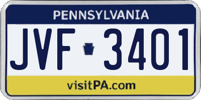 PA license plate JVF3401