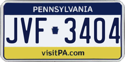 PA license plate JVF3404
