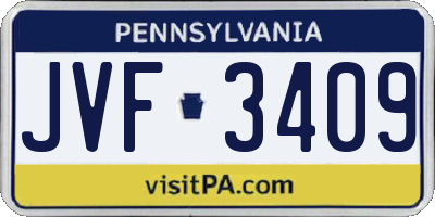 PA license plate JVF3409