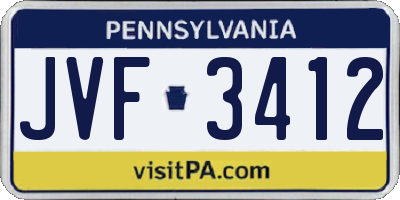 PA license plate JVF3412