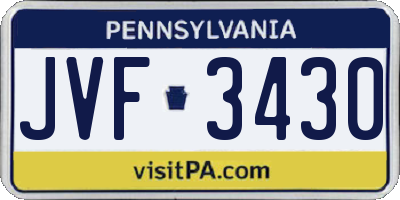 PA license plate JVF3430