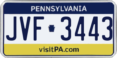 PA license plate JVF3443