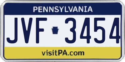 PA license plate JVF3454