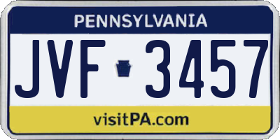 PA license plate JVF3457