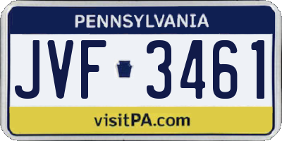 PA license plate JVF3461