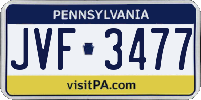 PA license plate JVF3477