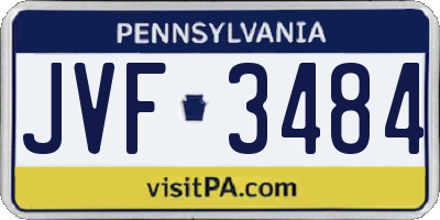 PA license plate JVF3484