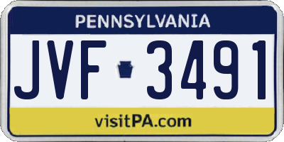 PA license plate JVF3491
