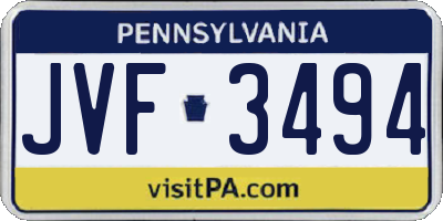 PA license plate JVF3494