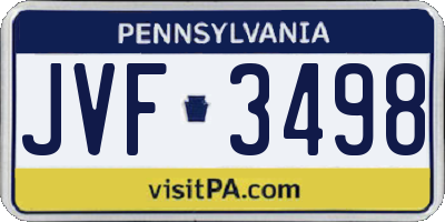 PA license plate JVF3498
