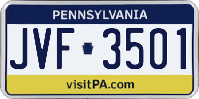 PA license plate JVF3501
