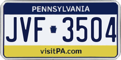 PA license plate JVF3504