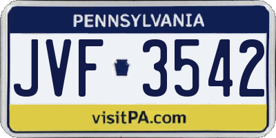 PA license plate JVF3542