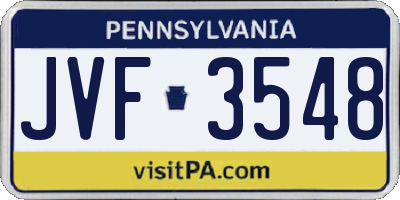 PA license plate JVF3548