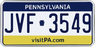 PA license plate JVF3549