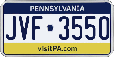 PA license plate JVF3550