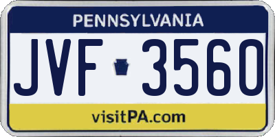 PA license plate JVF3560