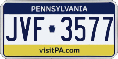 PA license plate JVF3577