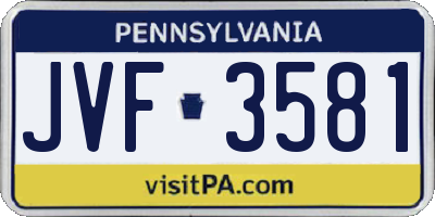PA license plate JVF3581