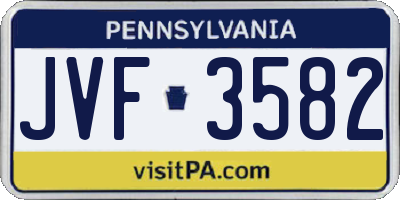 PA license plate JVF3582
