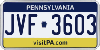 PA license plate JVF3603