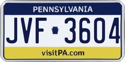 PA license plate JVF3604