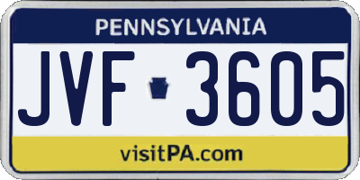 PA license plate JVF3605