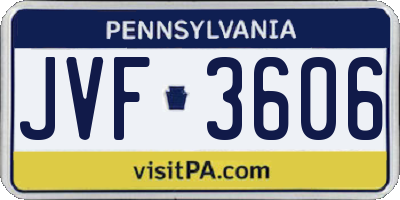 PA license plate JVF3606