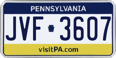 PA license plate JVF3607