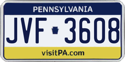 PA license plate JVF3608