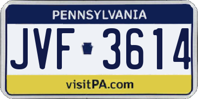 PA license plate JVF3614