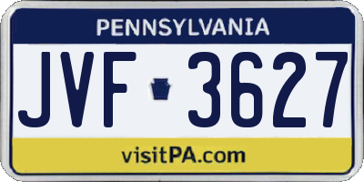 PA license plate JVF3627