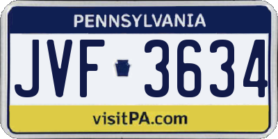PA license plate JVF3634