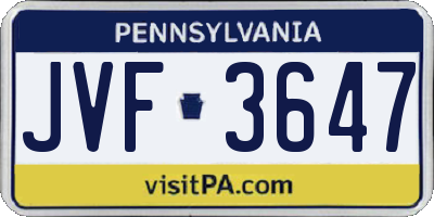 PA license plate JVF3647