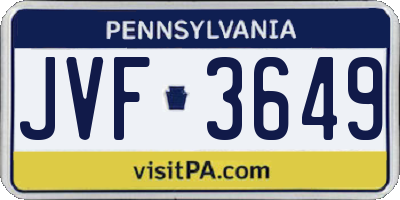 PA license plate JVF3649
