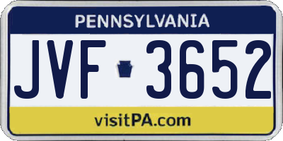 PA license plate JVF3652