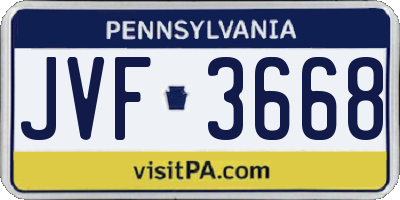 PA license plate JVF3668