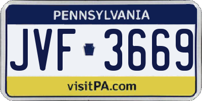 PA license plate JVF3669
