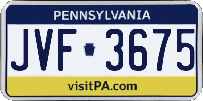 PA license plate JVF3675