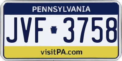 PA license plate JVF3758