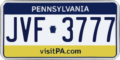 PA license plate JVF3777