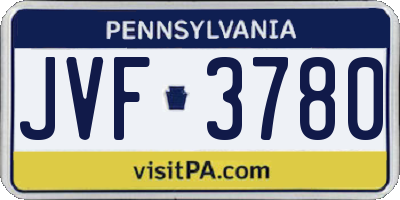 PA license plate JVF3780